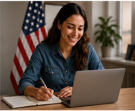 Estudiante preparándose para el examen de ciudadanía